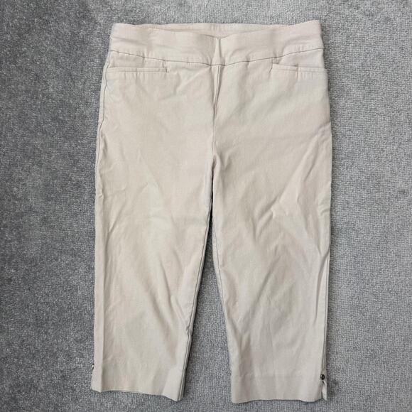 Chico's Pants - Chico's Pants Womens 4 Beige Stretch Pull On Capri Straight Leg Twill Casual